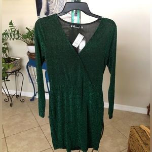 NWT Allegra K Green Glitter Shimmer Bodycon Dress M